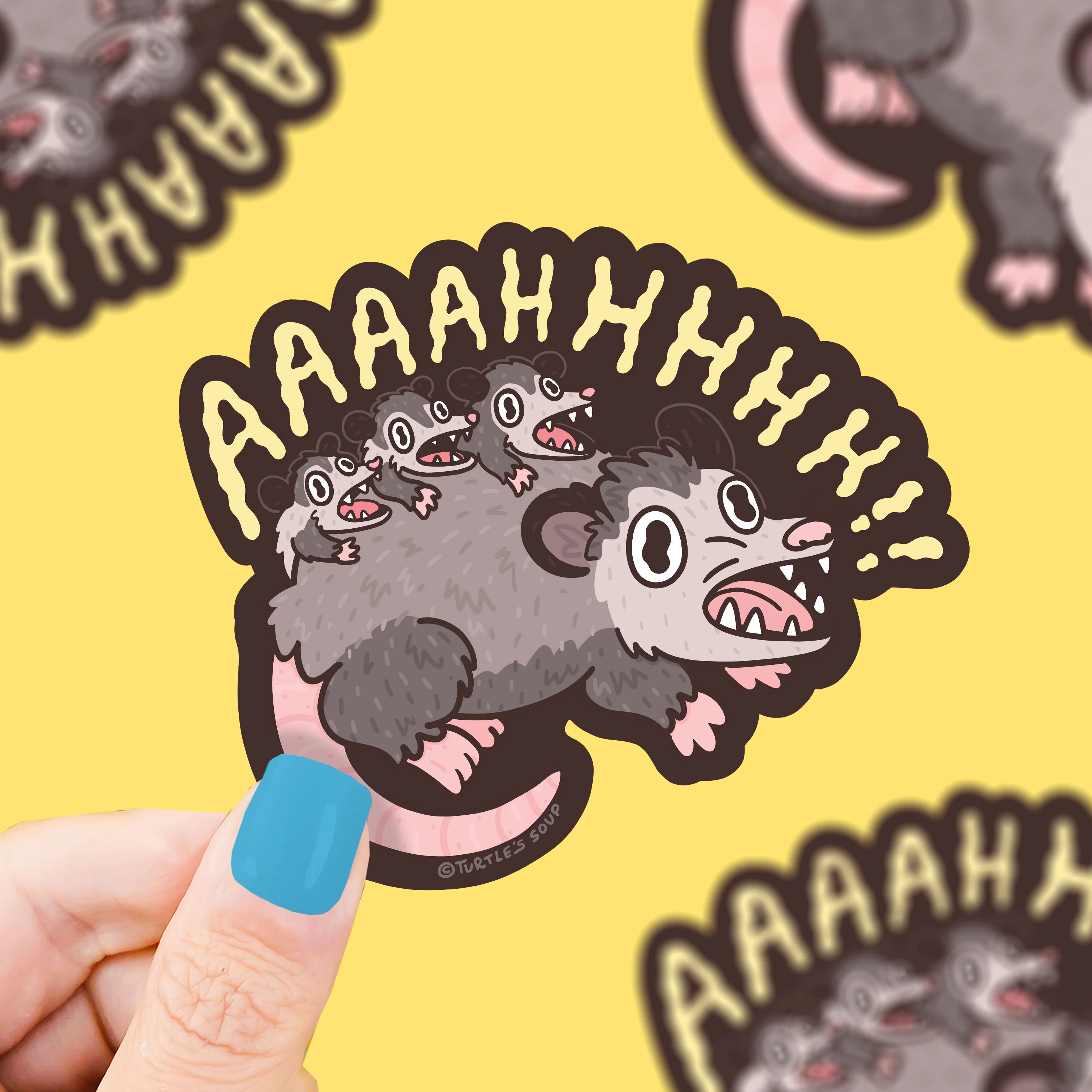 "AAAAHHHHH" Opossum Vinyl Sticker