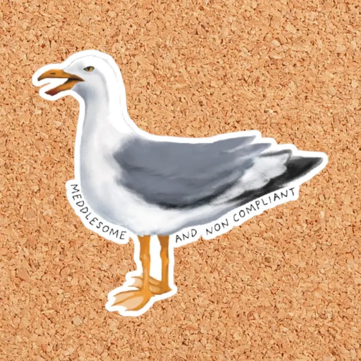 Meddlesome and Non-Compliant Seagull Vinyl Sticker