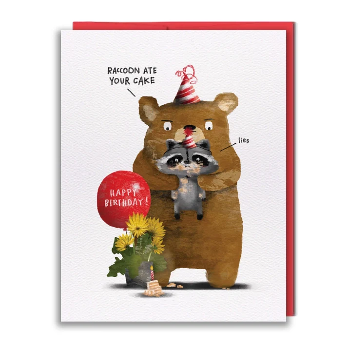 "Raccoon Ate Your Cake" Birthday Card