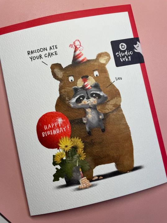 "Raccoon Ate Your Cake" Birthday Card - Image 3