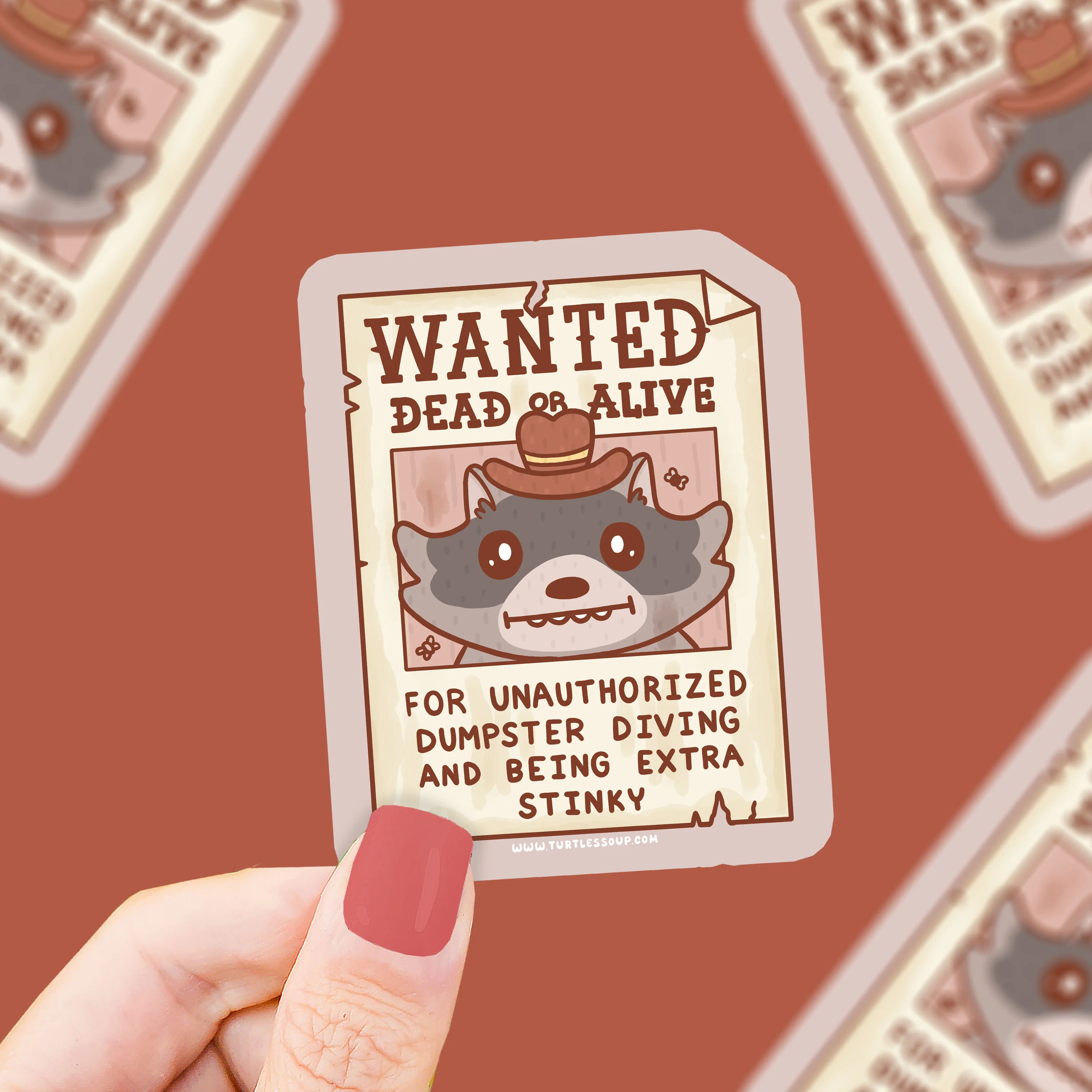 Raccoon Wanted Poster Vinyl Sticker