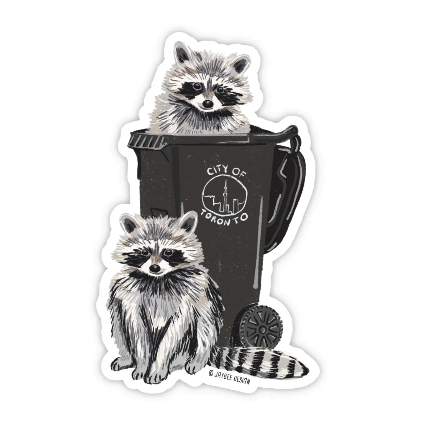 Raccoons Garbage Bin Magnet