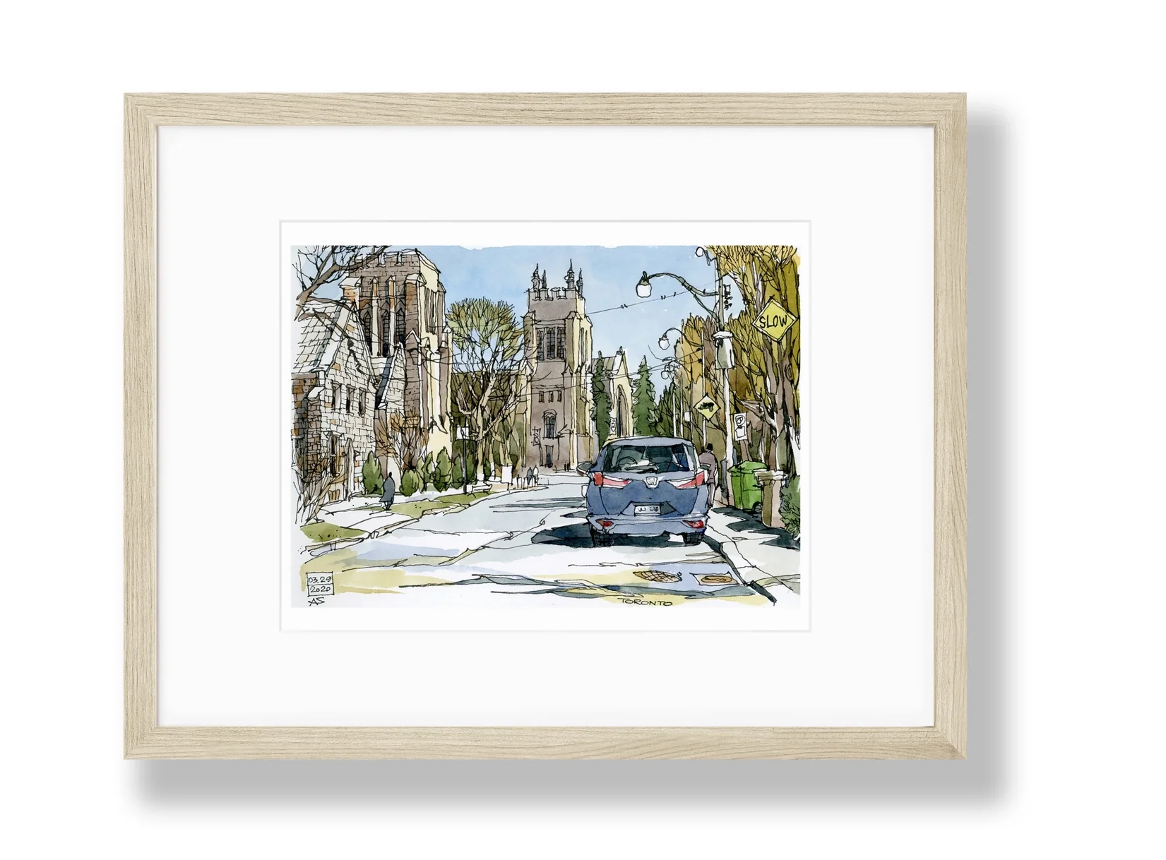 Street With Church Art Print
